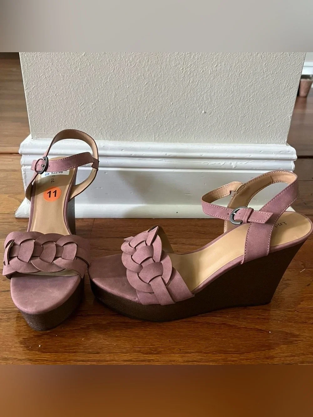 Women's Pink Braided Wedge Sandals
